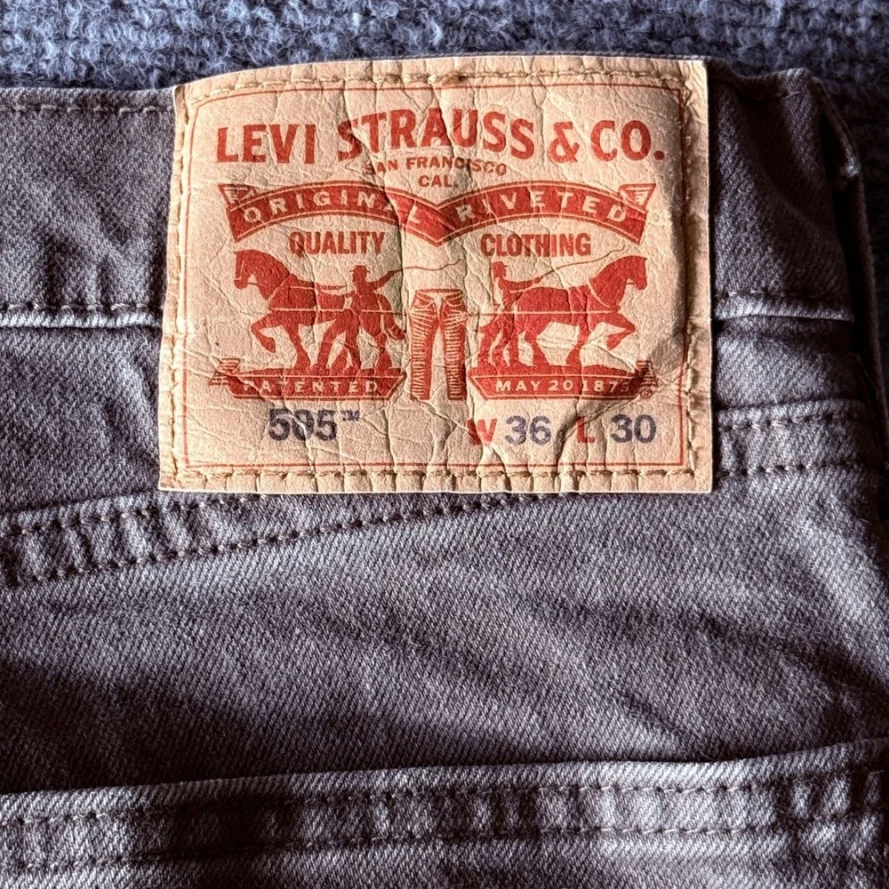 Levis 505 Regular Fit Jeans Mens 36x30 Brown Straight Leg Denim Pants 00505-3158